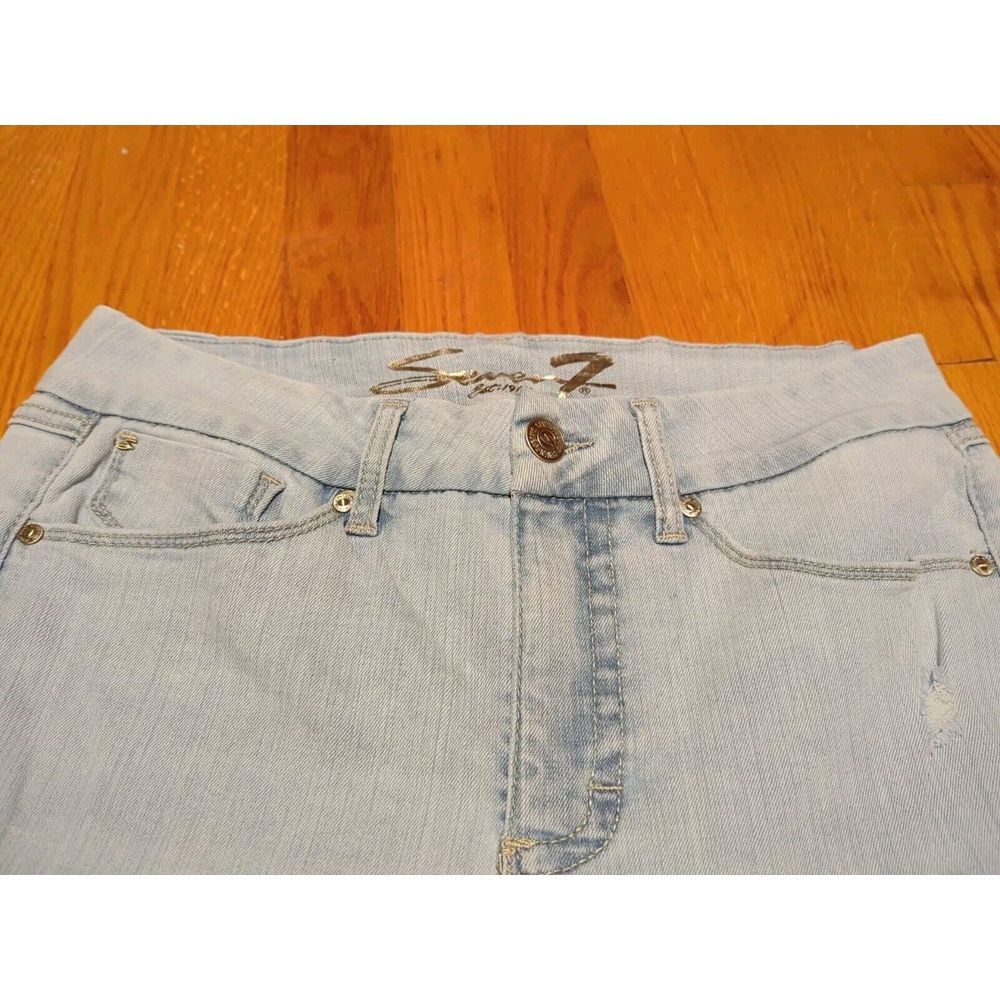 Seven7 Women's Light Blue Denim Distressed Slim Straight‎ Jeans  Size 10 - Picture 2 of 11